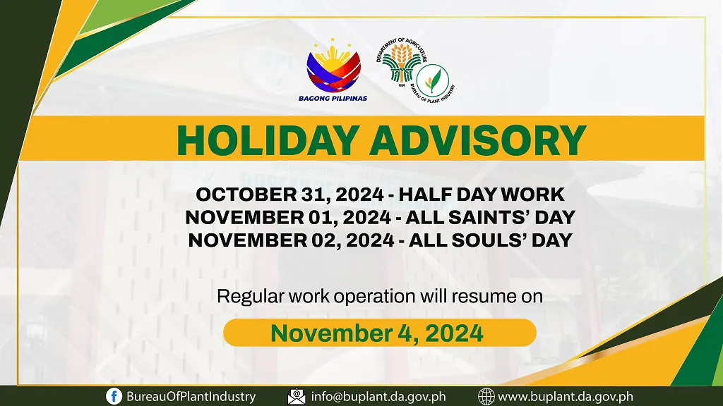 ANNOUNCEMENT | Holiday Advisory